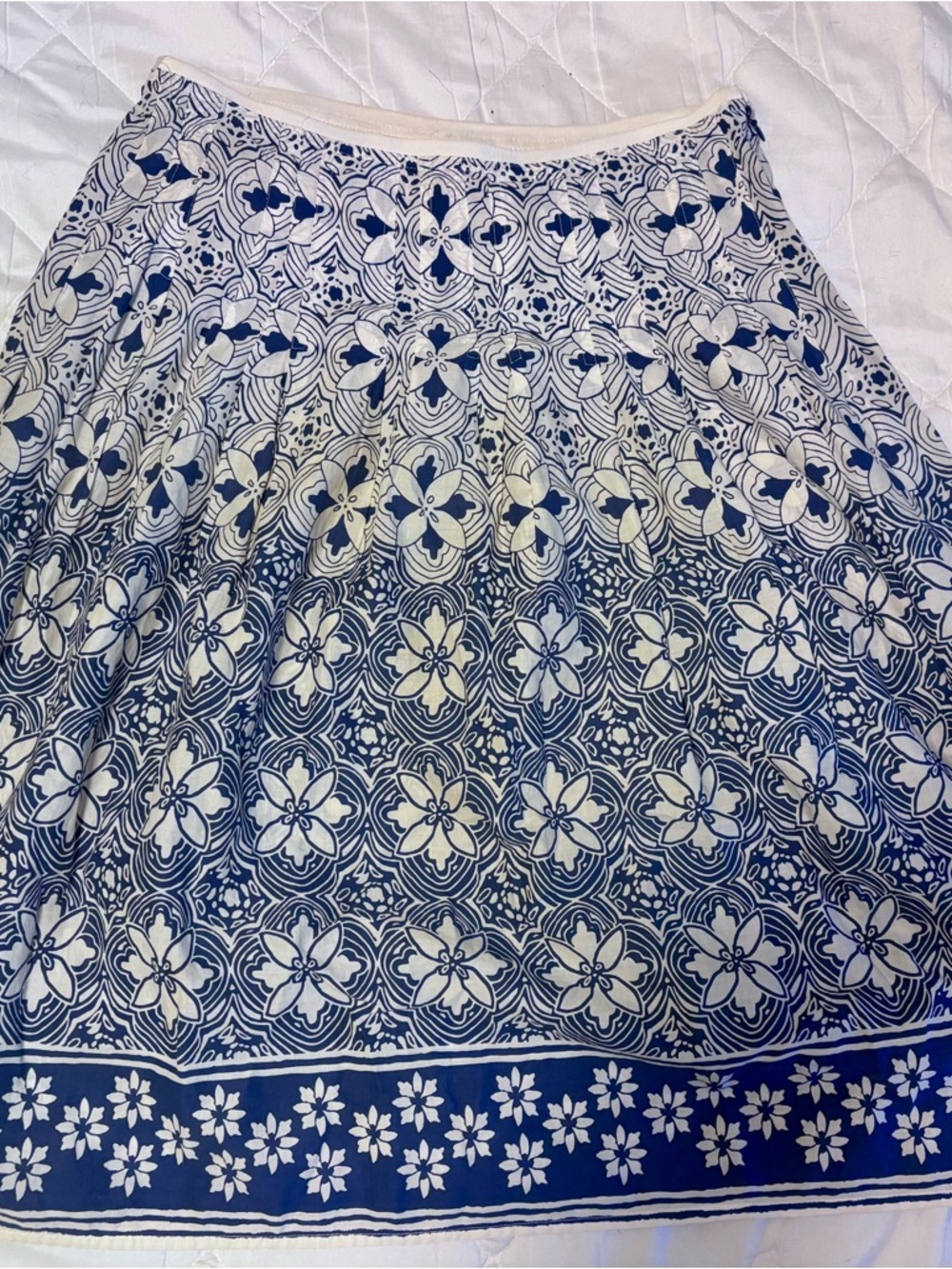 New York & Company Blue and White Floral A-Line Skirt
